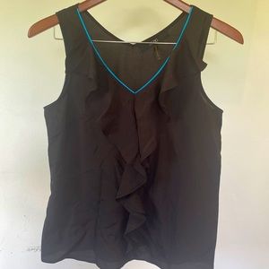 SILK BLACK RUFFLE BCBG XS TOP